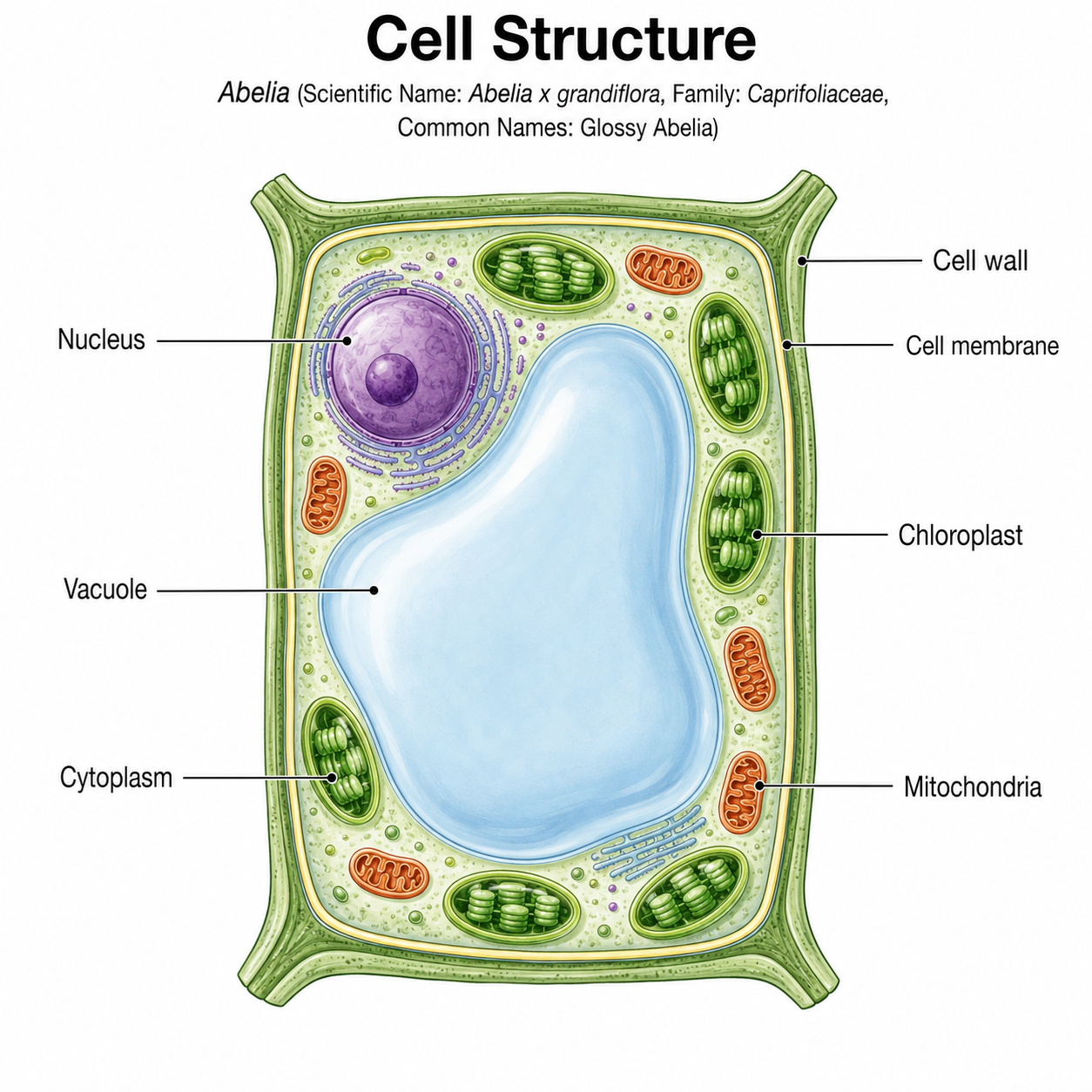 Abelia Cell Structure — labeled botanical anatomy diagram