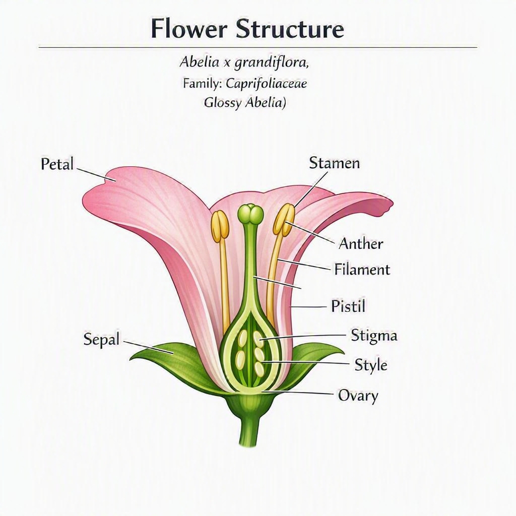 Abelia Flower Structure — labeled botanical anatomy diagram