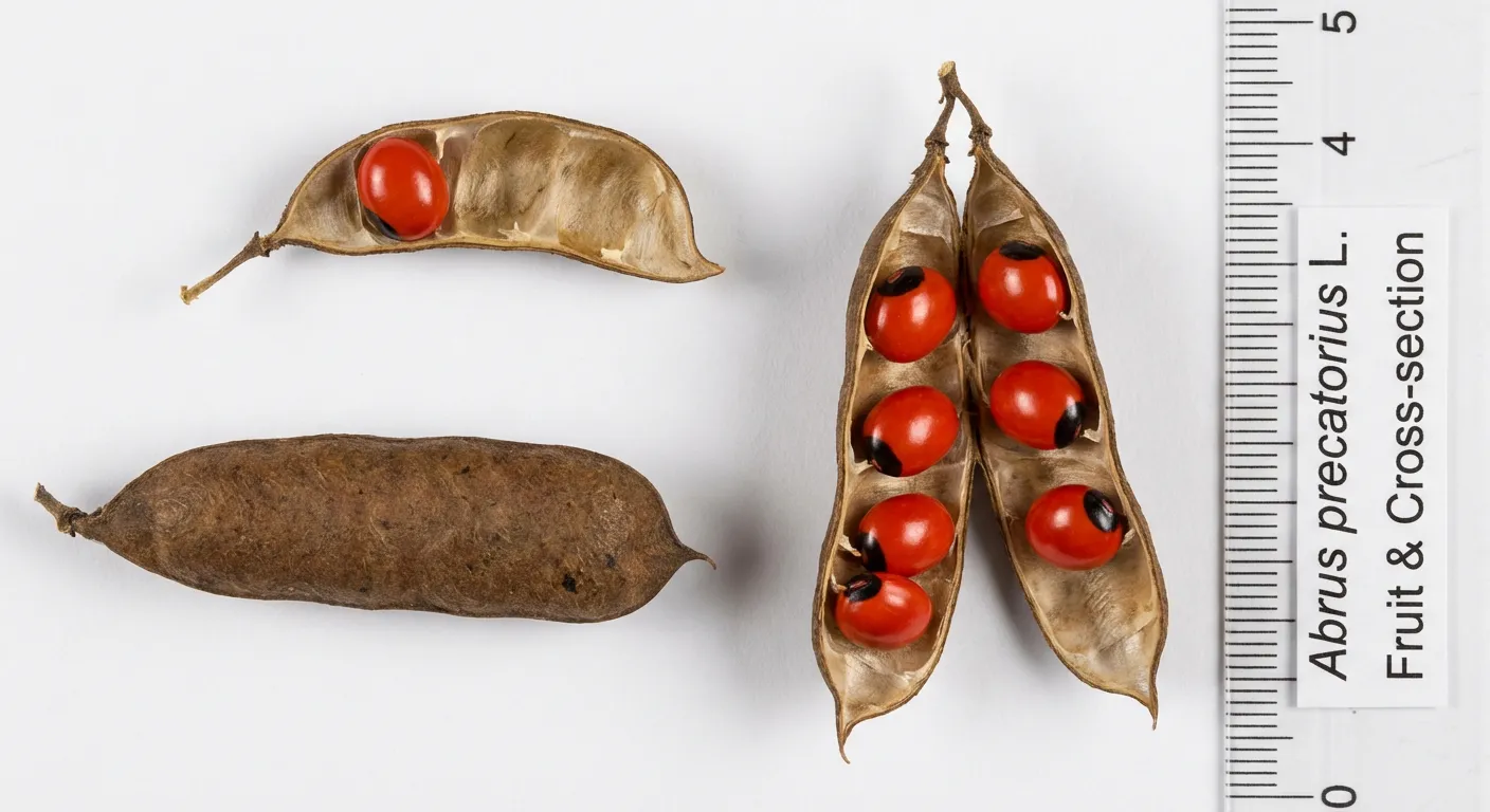 Abrus precatorius Fruit — botanical anatomy illustration