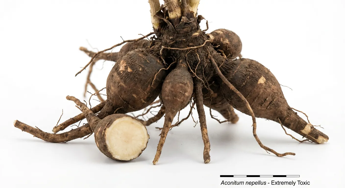 Aconite Root System — botanical anatomy illustration