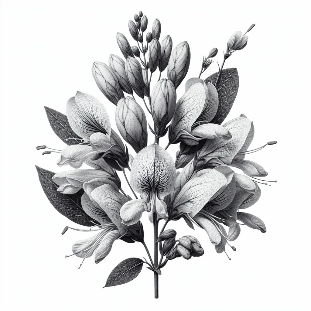 Adhatoda vasica Flower — botanical anatomy illustration