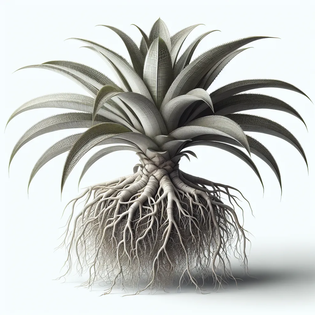 Aechmea Root System — botanical anatomy illustration