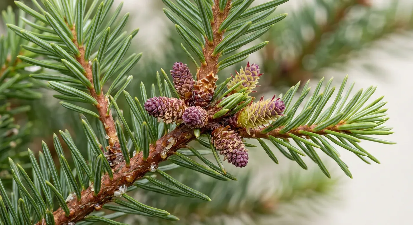 Balsam Fir Flower — botanical anatomy illustration