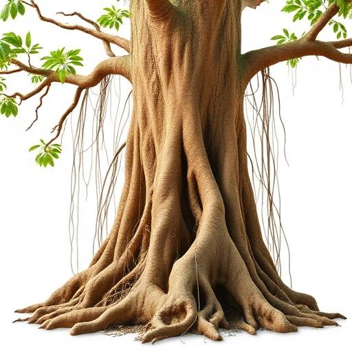 Haritaki Root System — botanical anatomy illustration