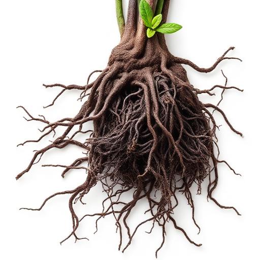 Krishna Tulsi Root System — botanical anatomy illustration