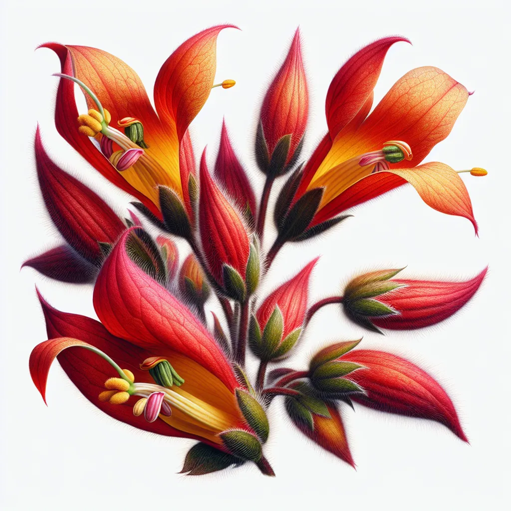 Lipstick Plant Flower — botanical anatomy illustration
