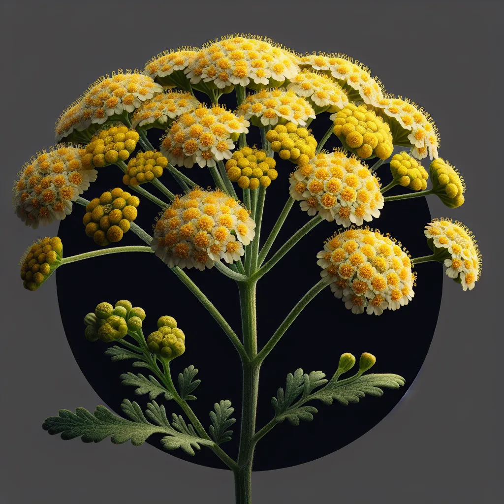 Moonshine Yarrow Flower — botanical anatomy illustration