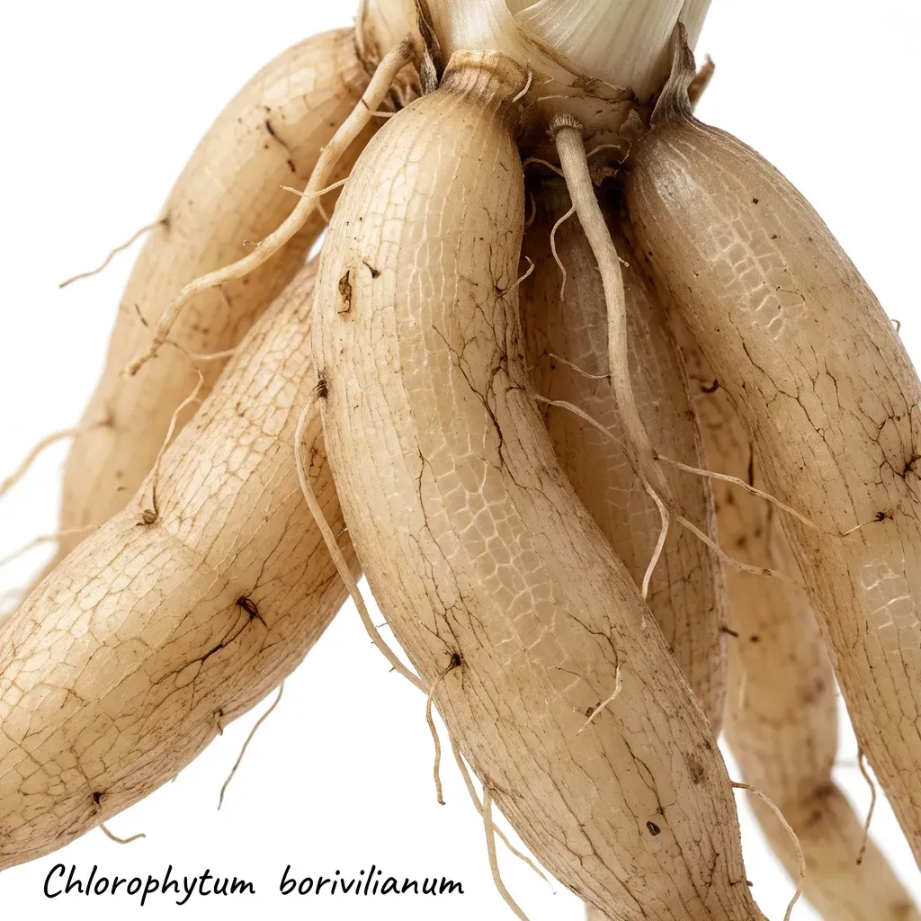 Safed Musli Root System — botanical anatomy illustration