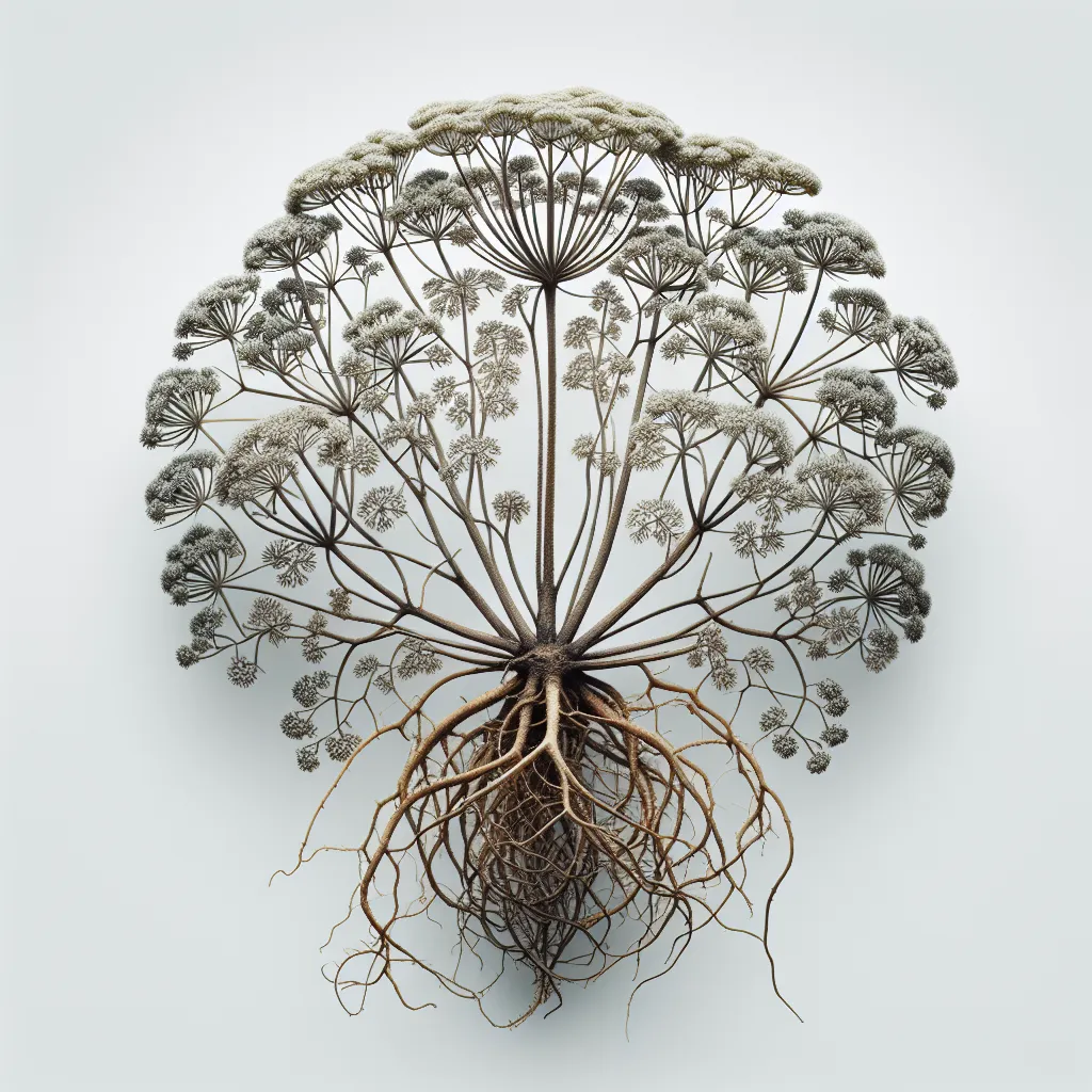 Achillea Millefolium Root System — botanical anatomy illustration