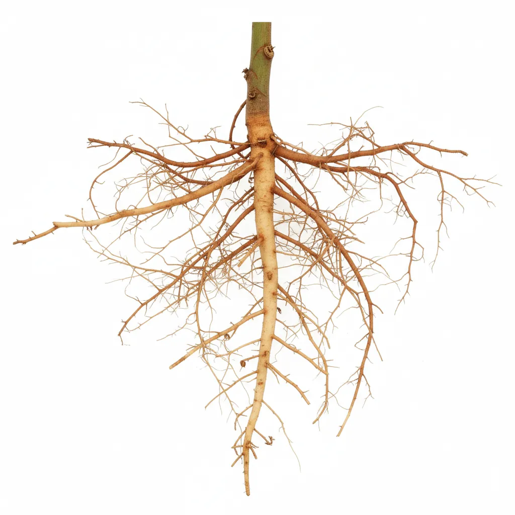 Amla (Indian Gooseberry) Root System — botanical anatomy illustration