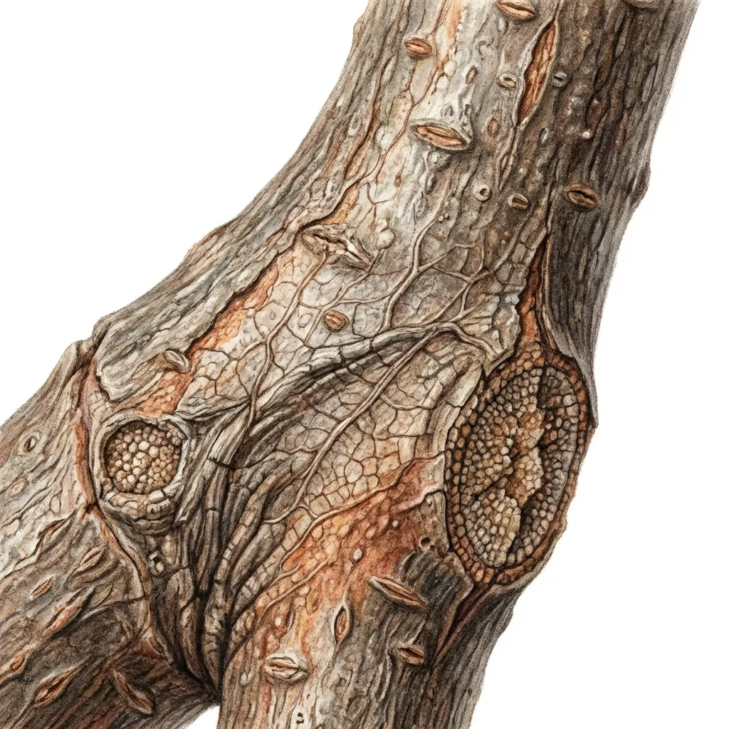 Agnimanth Bark & Stem — botanical anatomy illustration