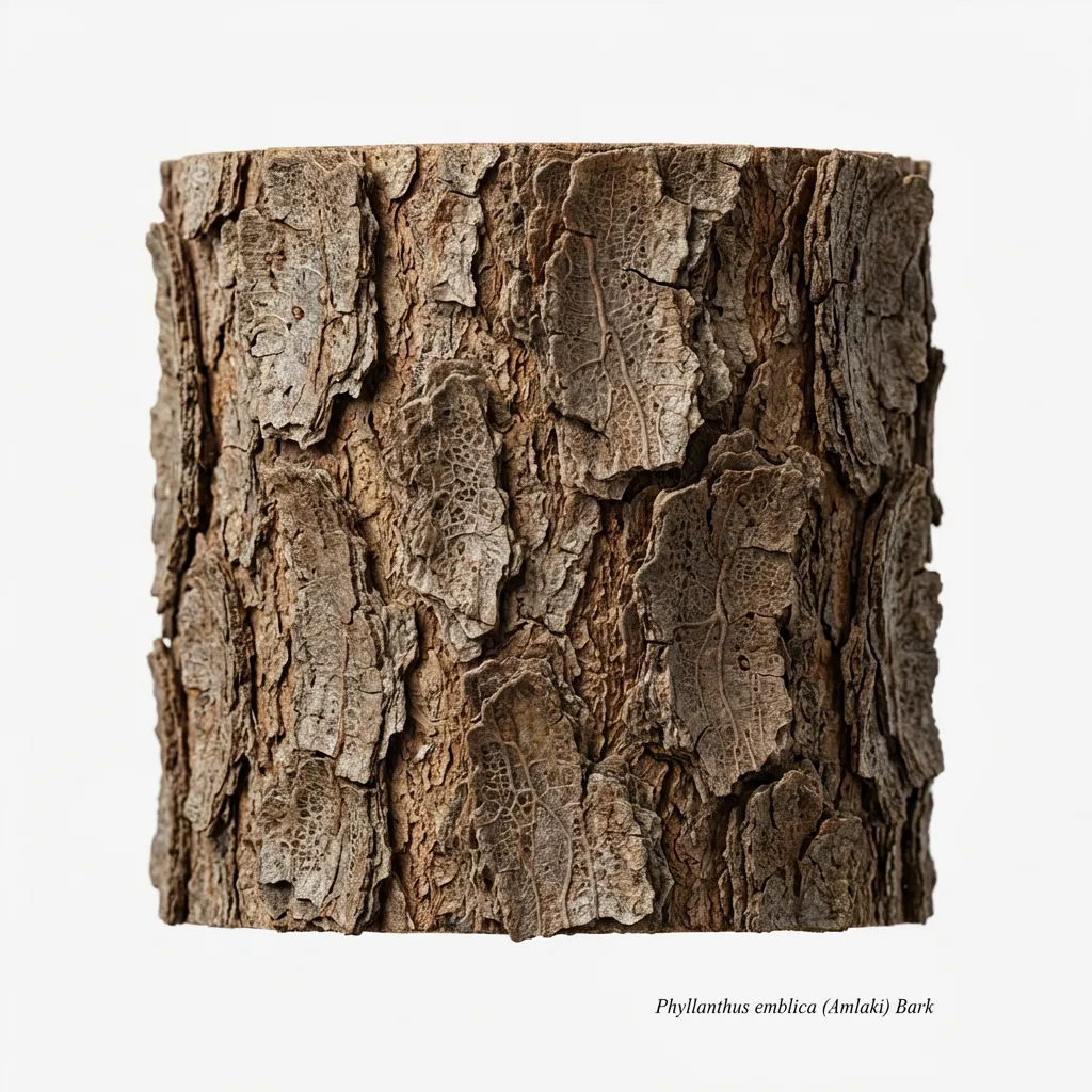 Amlaki Rasayana Bark & Stem — botanical anatomy illustration