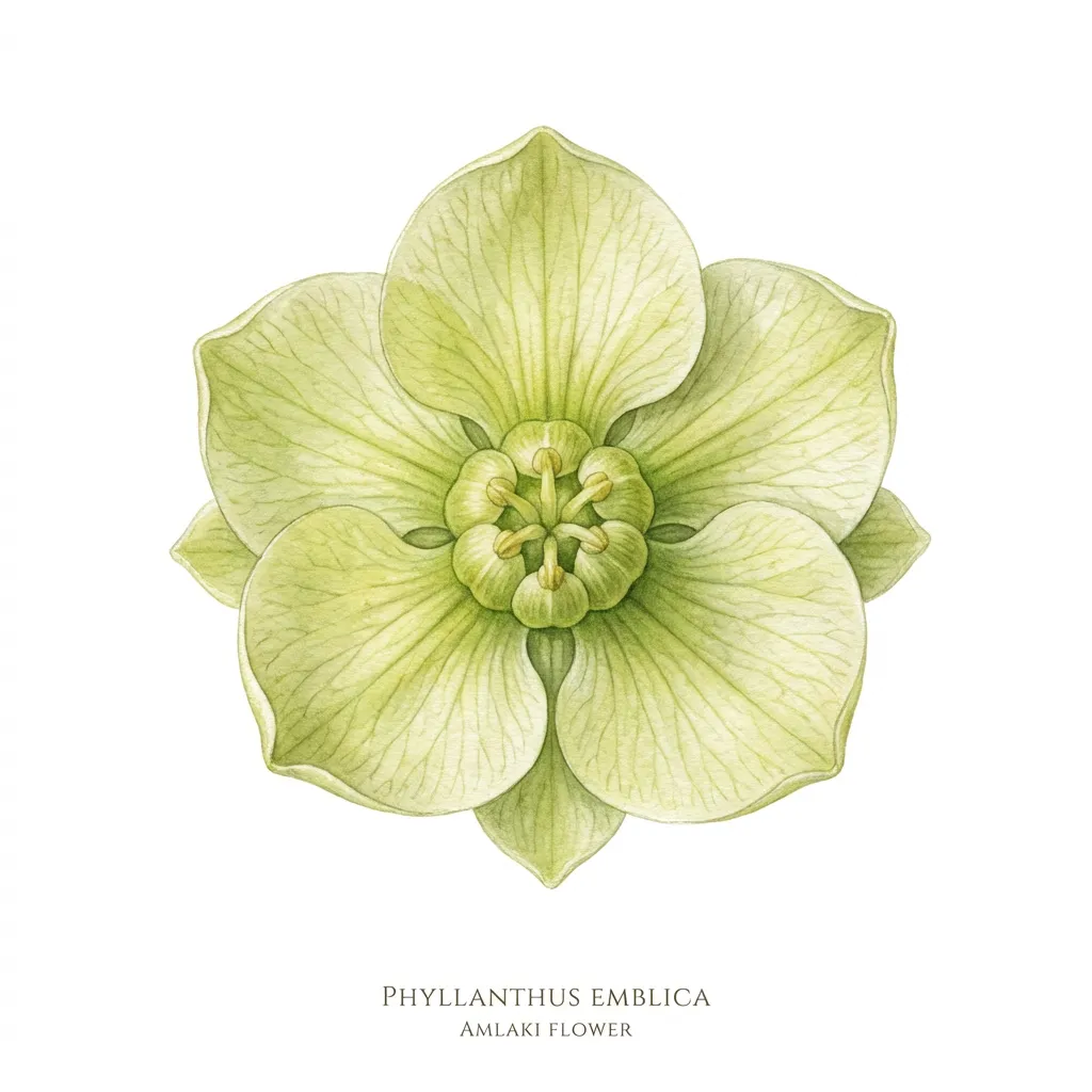Amlaki Rasayana Flower — botanical anatomy illustration