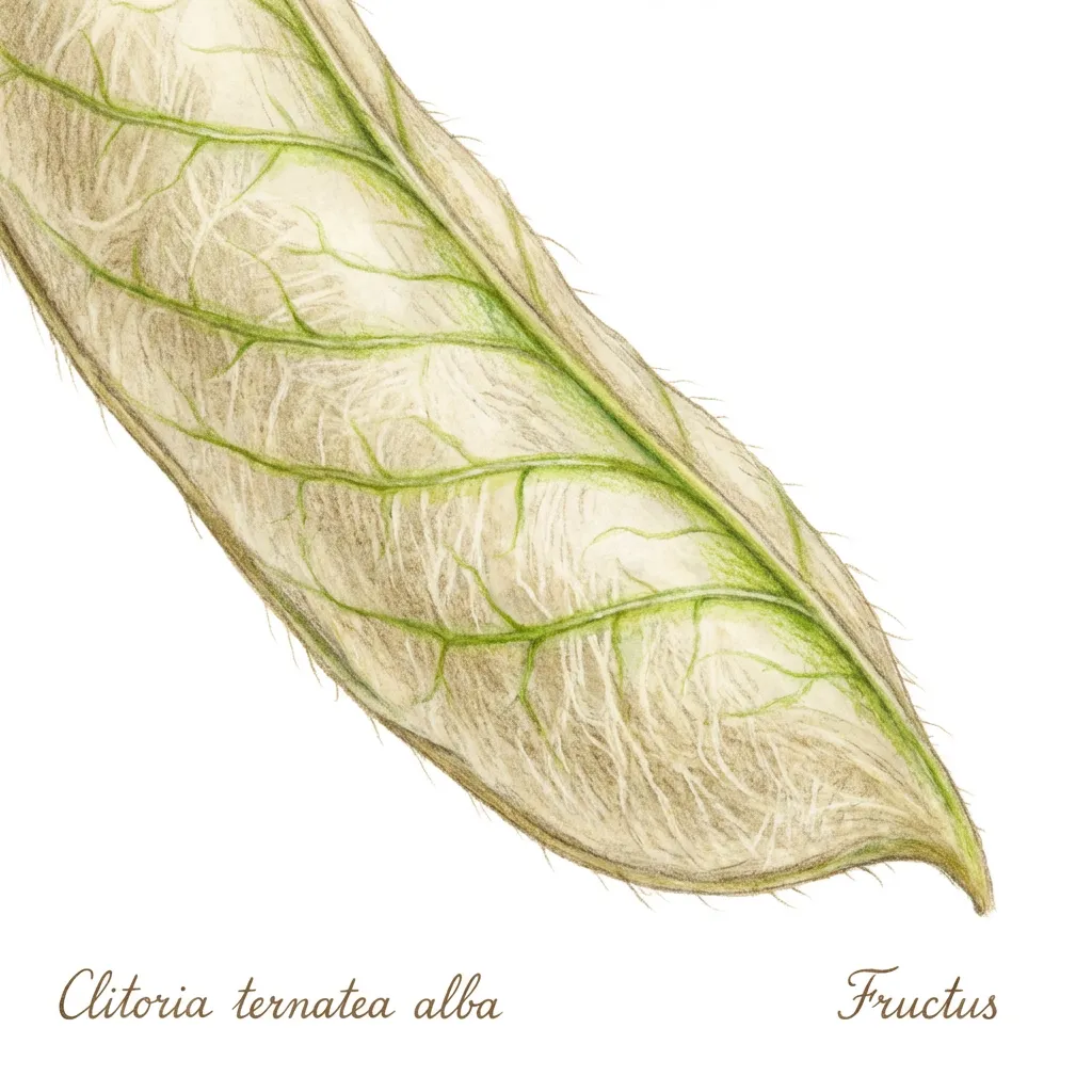 Aparajita White Fruit — botanical anatomy illustration
