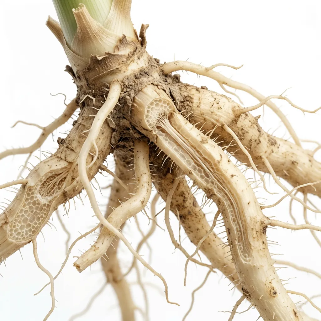 Aparajita White Root System — botanical anatomy illustration