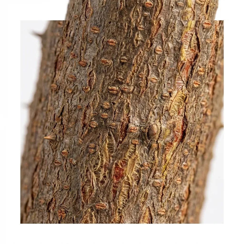Brihati Bark & Stem — botanical anatomy illustration
