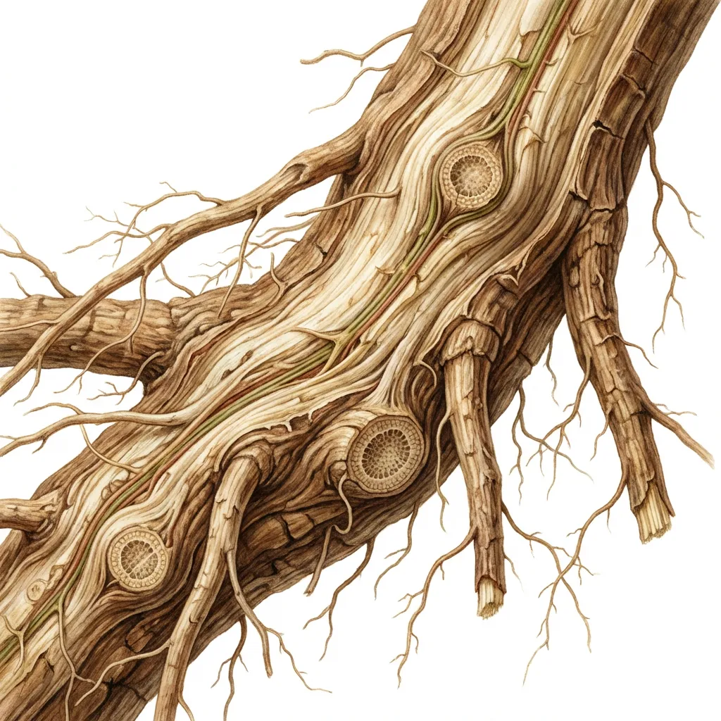 Brihati Root System — botanical anatomy illustration