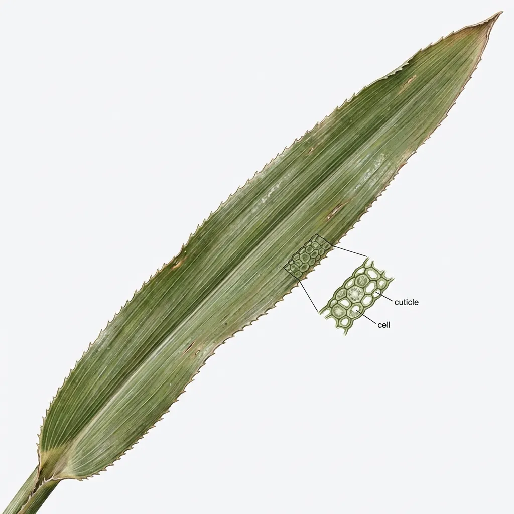 Darbha Grass leaf structure and venation pattern close-up