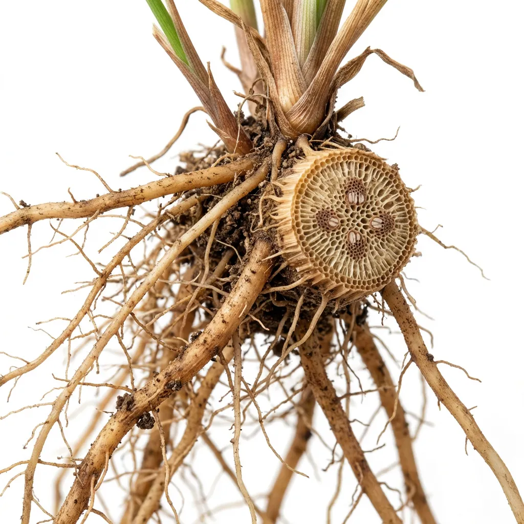 Darbha Grass Root System — botanical anatomy illustration