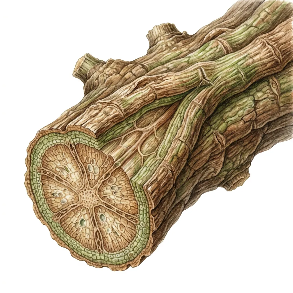 Hadjod Root System — botanical anatomy illustration