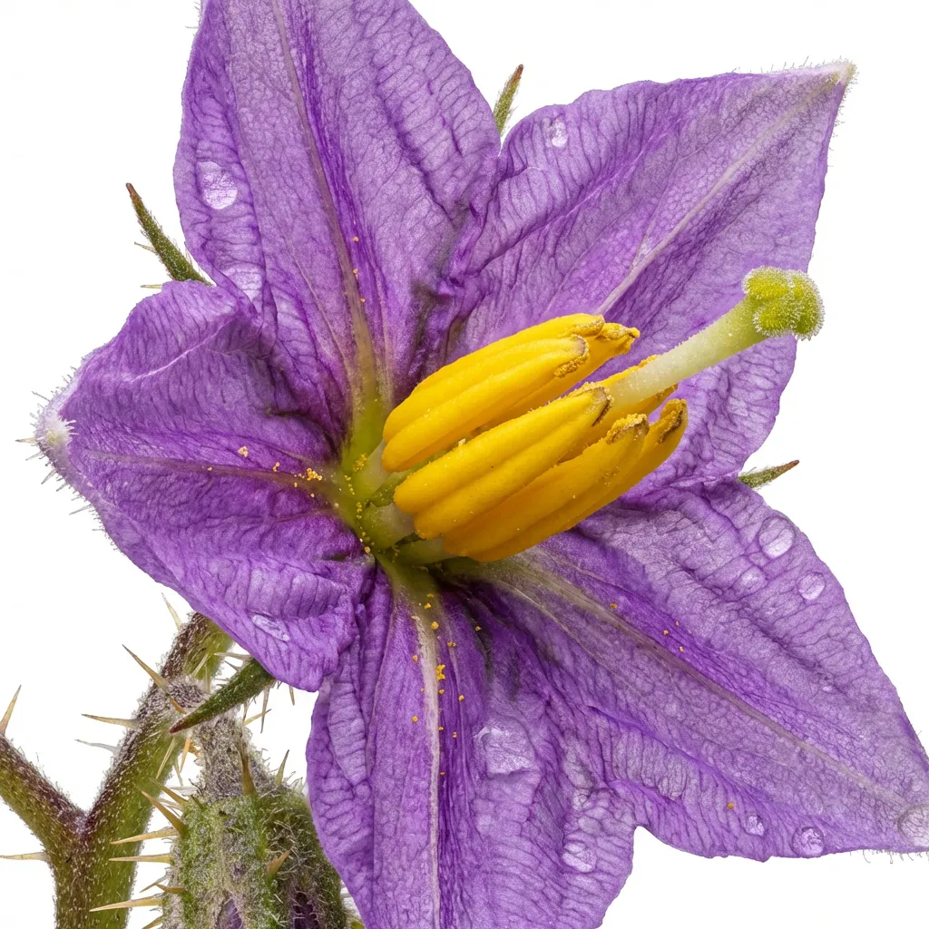 Kantakari (Yellow Berried Nightshade) Flower — botanical anatomy illustration