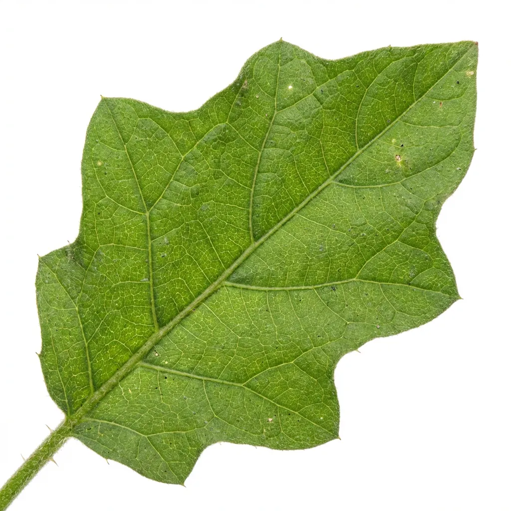 Kantakari (Yellow Berried Nightshade) Leaf — botanical anatomy illustration