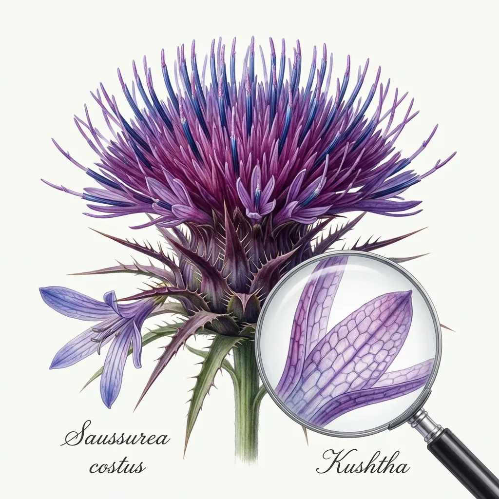 Kushtha Root Flower — botanical anatomy illustration