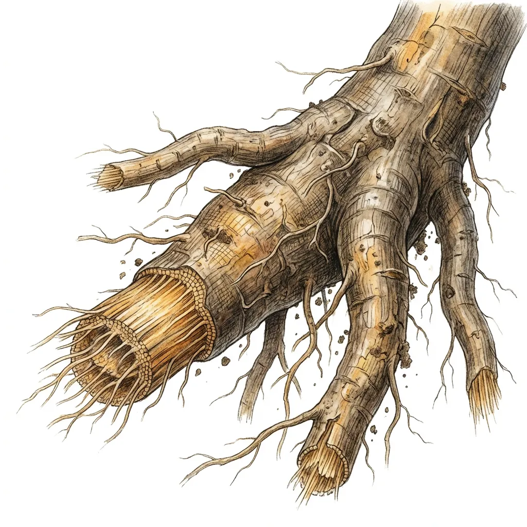 Nagadamani Root System — botanical anatomy illustration