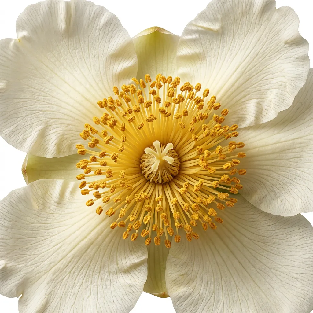 Nagkesar (Indian Rose Chestnut) Flower — botanical anatomy illustration