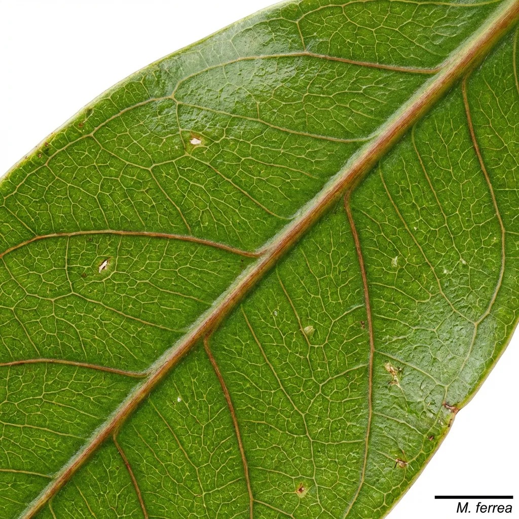 Nagkesar (Indian Rose Chestnut) leaf structure and venation pattern close-up