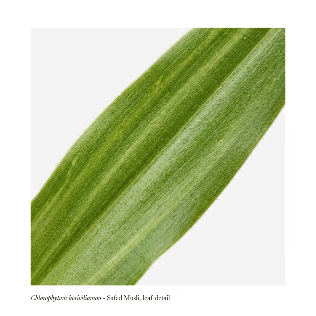 Safed Musli leaf structure and venation pattern close-up