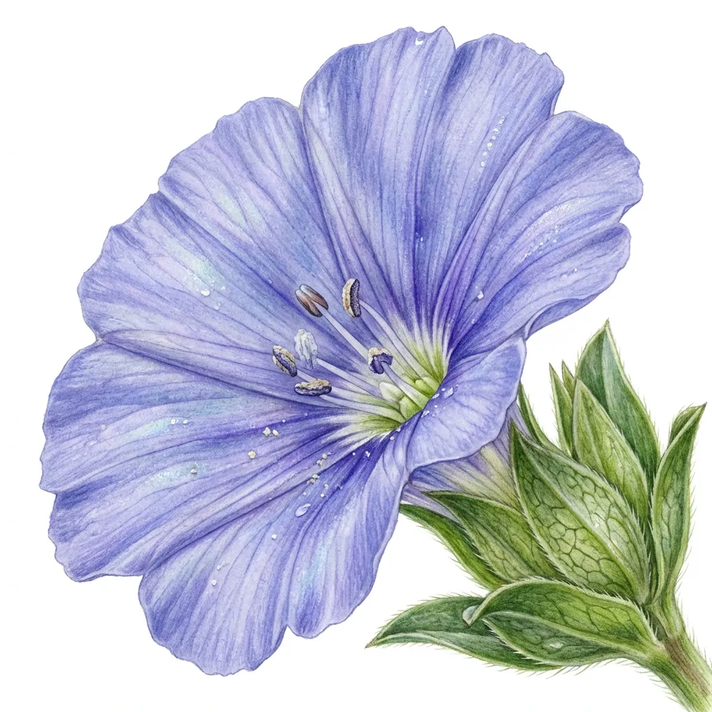 Shankapushpi Evolvulus Flower — botanical anatomy illustration
