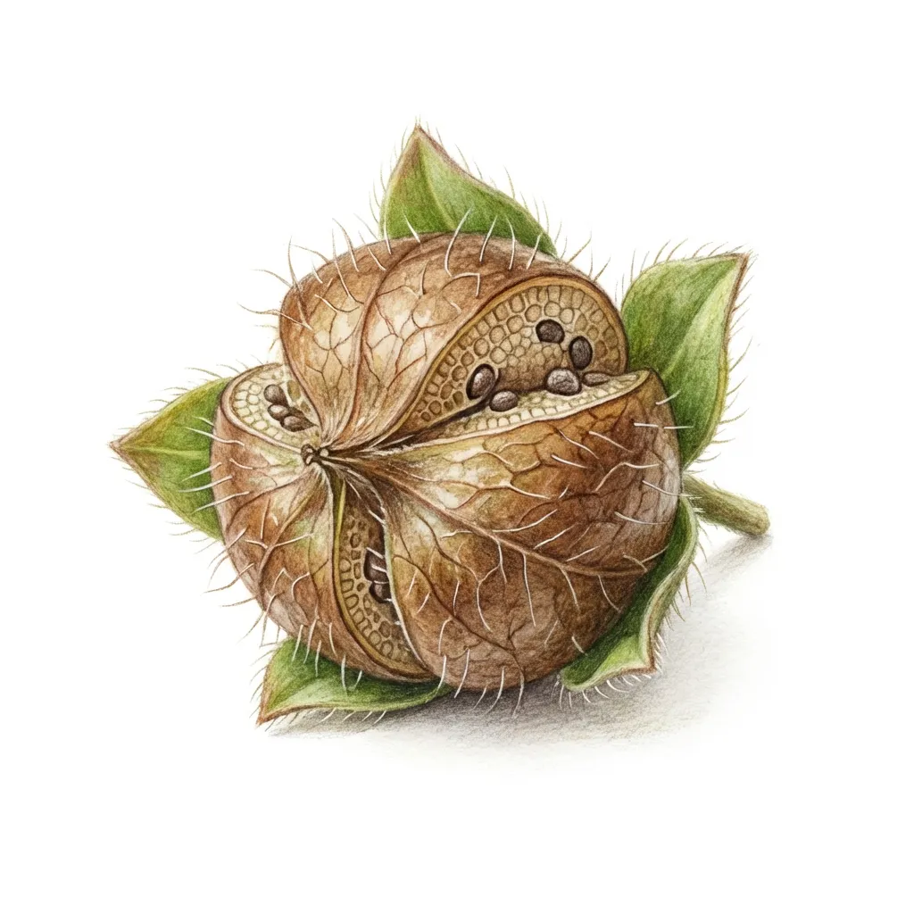 Shankapushpi Evolvulus Fruit — botanical anatomy illustration