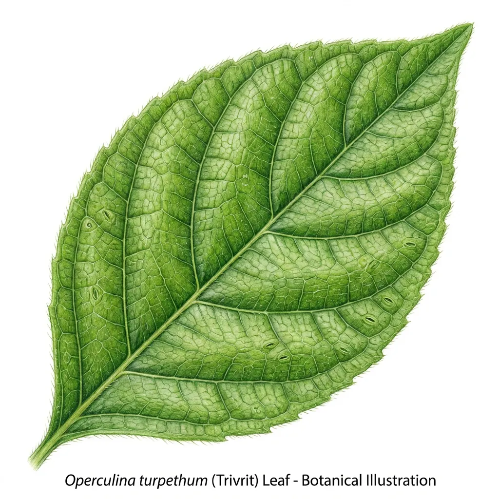 Trivrit leaf structure and venation pattern close-up