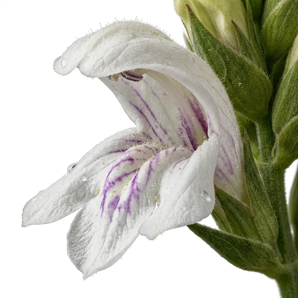 Vasaka (Adhatoda) flower petals and reproductive parts