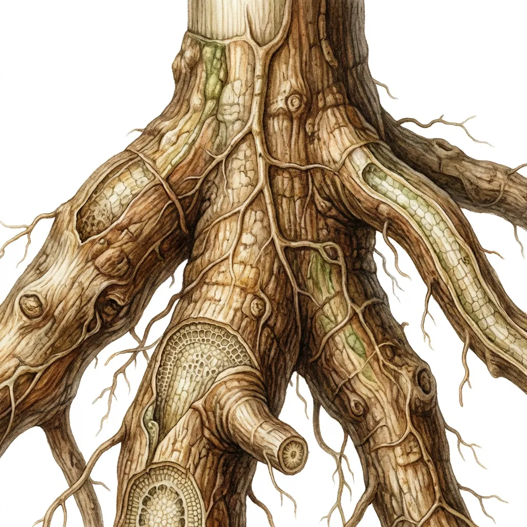 Vasaka (Adhatoda) Root System — botanical anatomy illustration