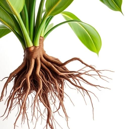 Rubber Plant Root System — botanical anatomy illustration