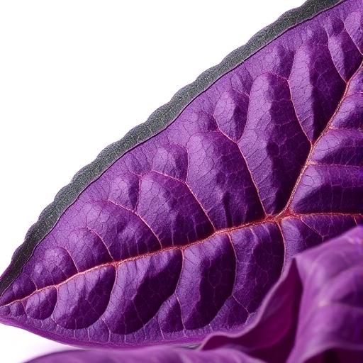 Krishna Tulsi leaf structure and venation pattern close-up