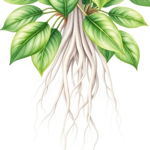 Pothos Root System — botanical anatomy illustration