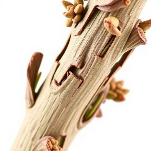 Ram Tulsi Bark & Stem — botanical anatomy illustration